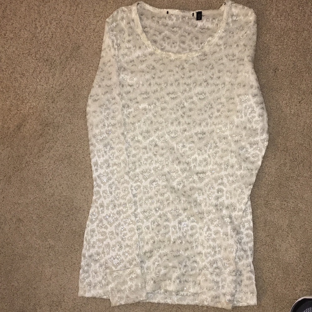 Gorgeous silver, pearl, & white long sleeve shirt
